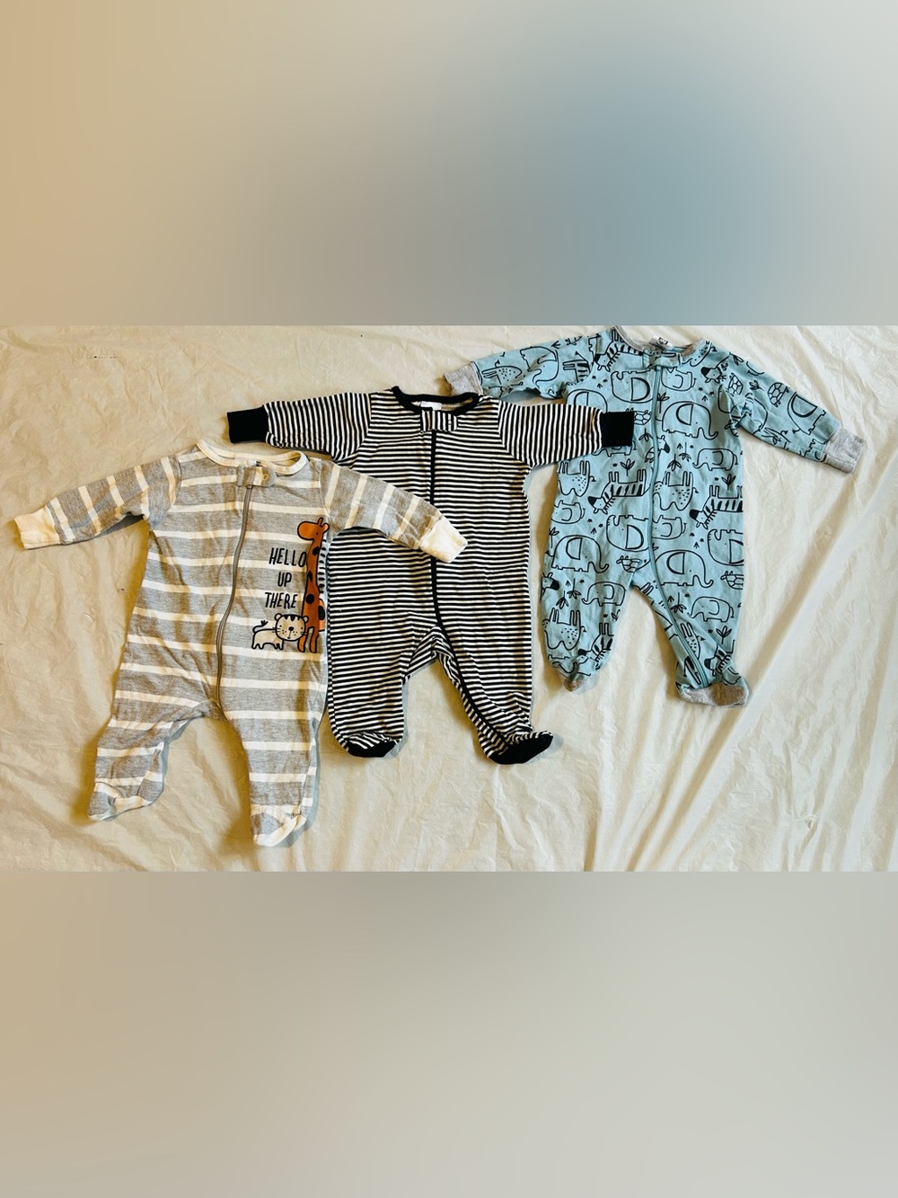 3 Baby Footed One-Piece Sleepers